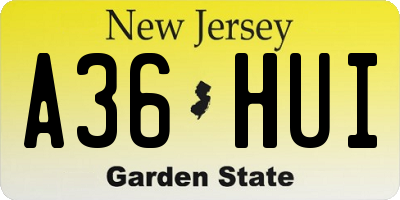 NJ license plate A36HUI