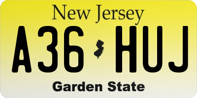 NJ license plate A36HUJ