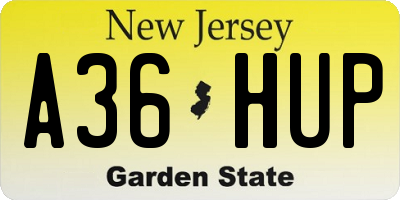 NJ license plate A36HUP