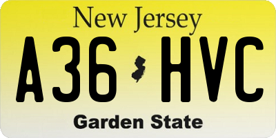 NJ license plate A36HVC