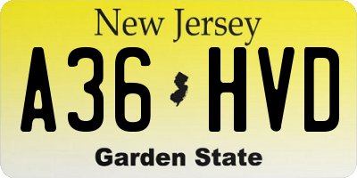 NJ license plate A36HVD