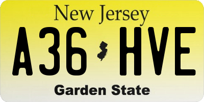 NJ license plate A36HVE