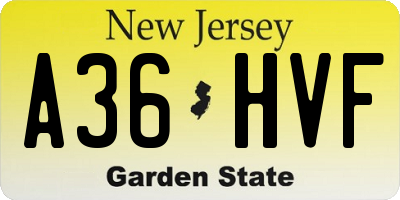 NJ license plate A36HVF