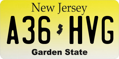 NJ license plate A36HVG