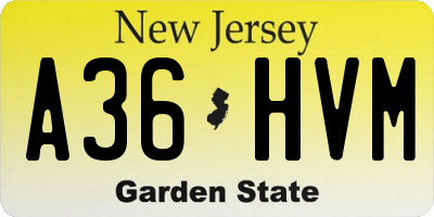 NJ license plate A36HVM