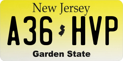 NJ license plate A36HVP
