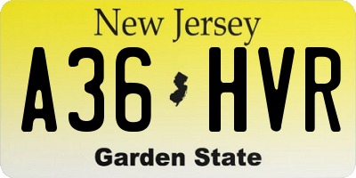 NJ license plate A36HVR