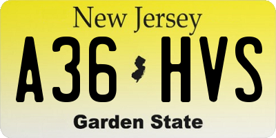 NJ license plate A36HVS