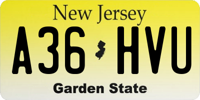 NJ license plate A36HVU