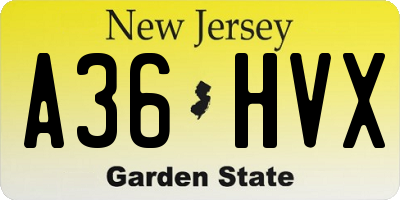 NJ license plate A36HVX