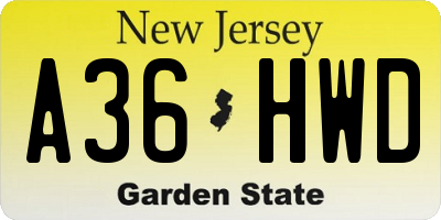 NJ license plate A36HWD
