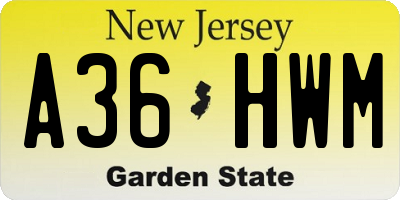 NJ license plate A36HWM
