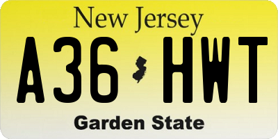 NJ license plate A36HWT