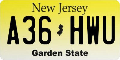 NJ license plate A36HWU