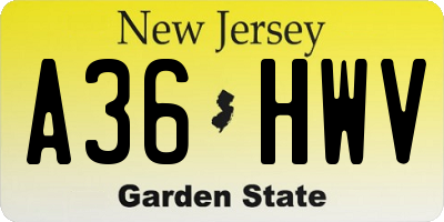NJ license plate A36HWV