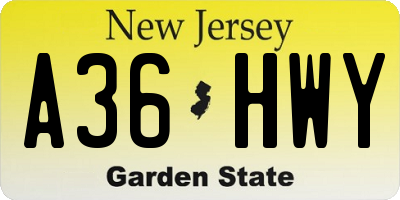 NJ license plate A36HWY