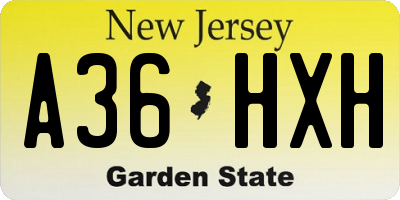 NJ license plate A36HXH