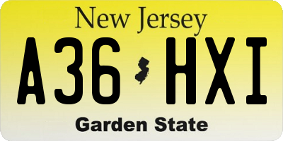 NJ license plate A36HXI