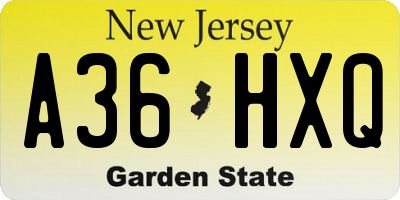NJ license plate A36HXQ