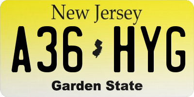 NJ license plate A36HYG