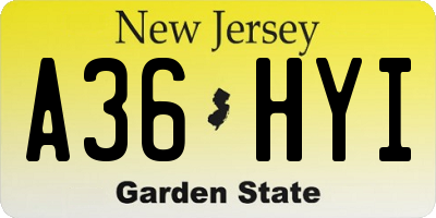 NJ license plate A36HYI