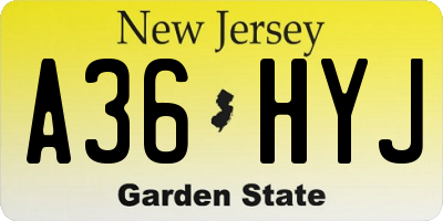 NJ license plate A36HYJ