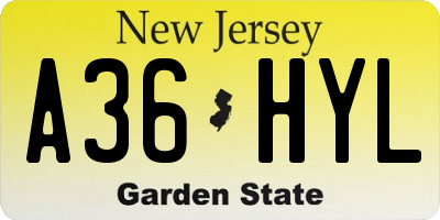 NJ license plate A36HYL