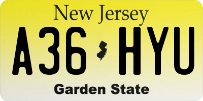 NJ license plate A36HYU