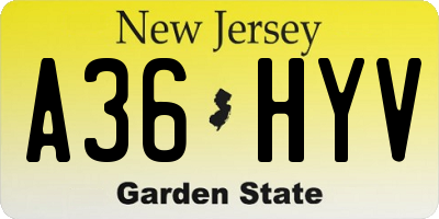 NJ license plate A36HYV