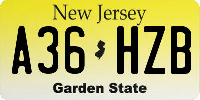 NJ license plate A36HZB
