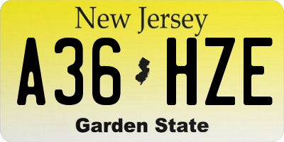 NJ license plate A36HZE