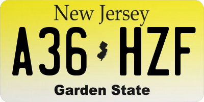 NJ license plate A36HZF