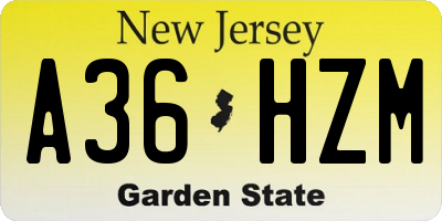 NJ license plate A36HZM