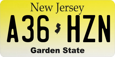 NJ license plate A36HZN