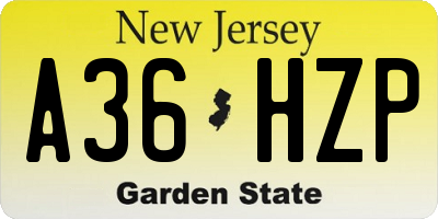 NJ license plate A36HZP