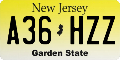 NJ license plate A36HZZ