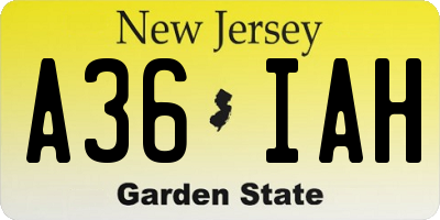 NJ license plate A36IAH