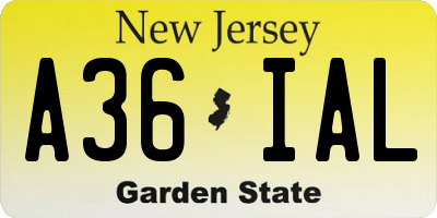 NJ license plate A36IAL