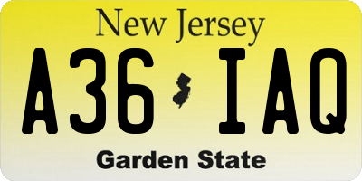 NJ license plate A36IAQ