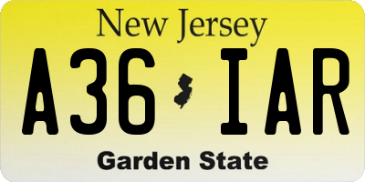 NJ license plate A36IAR