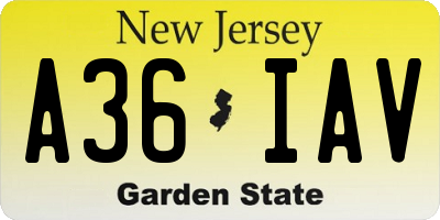 NJ license plate A36IAV