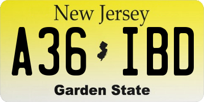 NJ license plate A36IBD