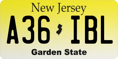 NJ license plate A36IBL