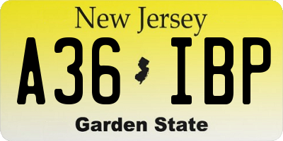 NJ license plate A36IBP