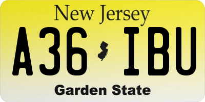 NJ license plate A36IBU