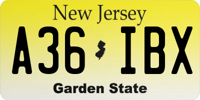 NJ license plate A36IBX