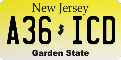 NJ license plate A36ICD