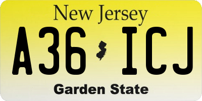 NJ license plate A36ICJ