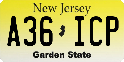 NJ license plate A36ICP
