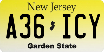 NJ license plate A36ICY